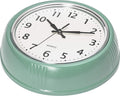 Bernhard Products Retro Wall Clock 9.5 Inch Green Kitchen 50's Vintage Design Round Silent Non Ticking Battery Operated Quality Quartz Clock