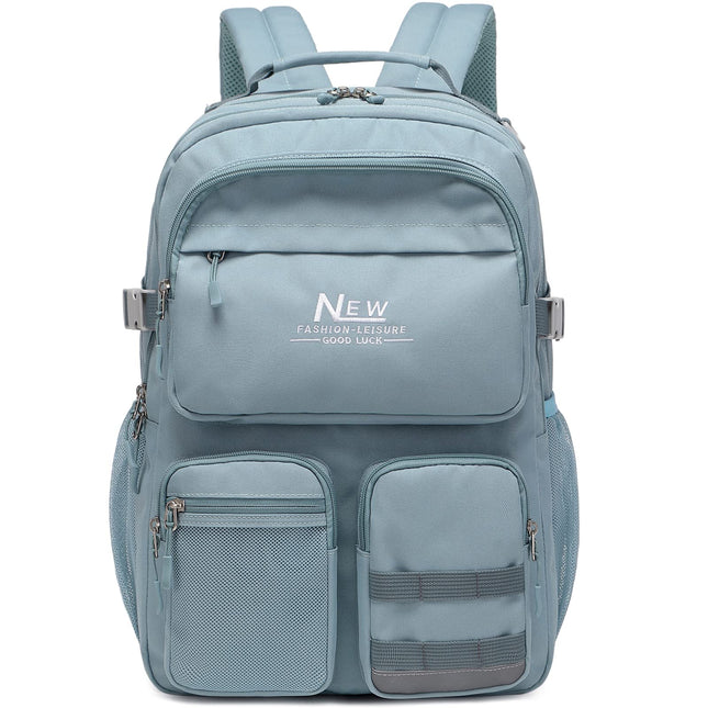 Water Resistant Backpack for Teen Girls Boys Students, Casual Multi Pockets Daypack with 15.6 inch Laptop pocket for Tra
