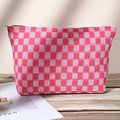 SOIDRAM 2 Pieces Makeup Bag Large Checkered Cosmetic Bag Capacity Canvas Mix Travel Toiletry Bag Organizer Cute Makeup Brushes Aesthetic