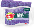 Scotch-Brite Scrub Dots Non-Scratch Scrub Sponge, Rinses Clean, for Washing Dishes and Cleaning Kitchen, 3 Scrub Sponges