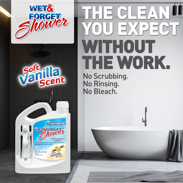 Wet & Forget Shower Cleaner Spray Multi-Surface Weekly Application Requires No Scrubbing, Bleach-Free Formula, Ready to Use, Vanilla Scent, 3