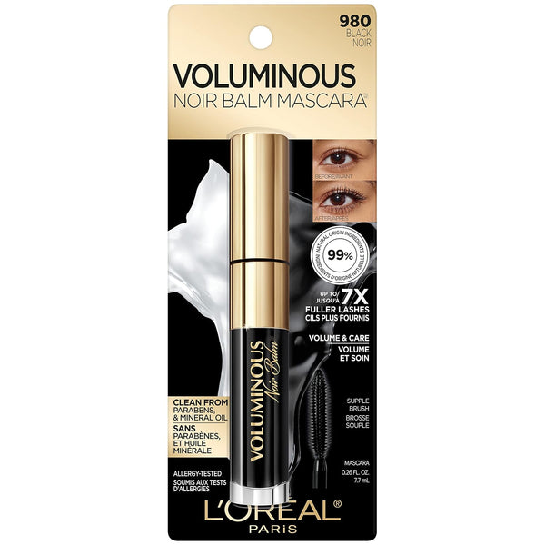L'Oreal Paris Voluminous Noir Balm Volumizing Mascara, Washable, Black, 0.26 Fl Oz., 1 Count Washable Black 0.26 Ounce (Pack of 1)