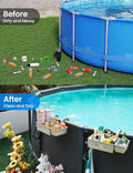 SUMMERBUDDY 2 Sets Upgrade Poolside Storage Basket, Above Ground Pool Storage Basket with Pool Cup Holder, For Steel Round or Oval Frame Above