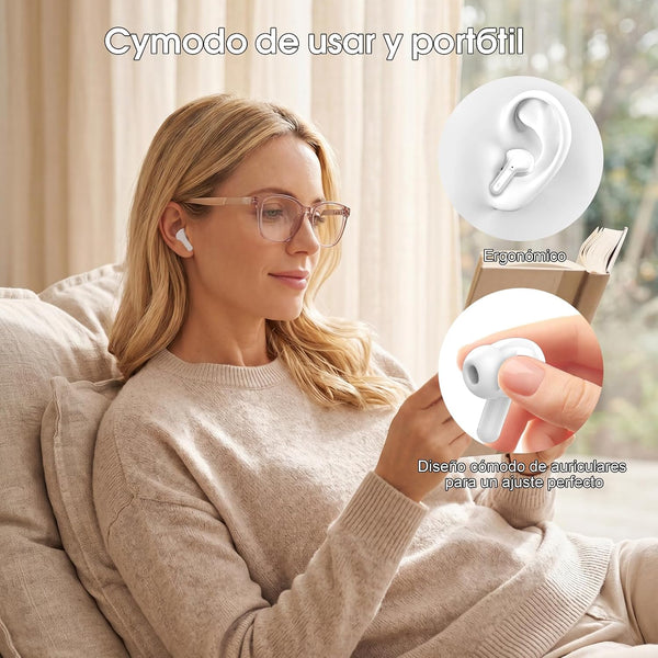 Wireless Earbuds, Bluetooth 5.4 Headphones Hifi Stereo, Bluetooth Earbuds with ENC Noise Cancelling Mic, IP7 Waterproof in Ear Earphones, 48H, LED
