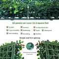ODTORY Artificial Grass Wall Greenery Backdrop, 10X10 in 16P (11.2 sqft) | UV-Anti, Fake Ivy Vine Balcony Fence, Outdoor Privacy Screen, Green