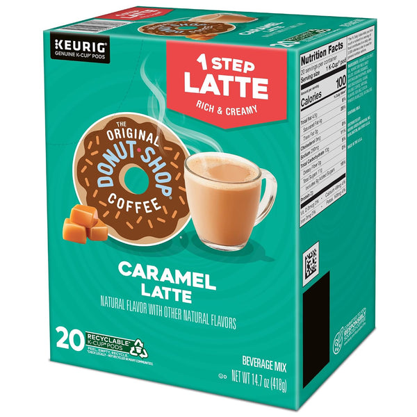 The Original Donut Shop Caramel One-Step Latte, Keurig Single Serve K-Cup Pods, 20 Count Caramel Latte 20 Count (Pack of 1)