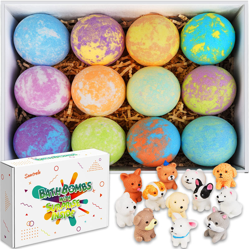 Bath Bombs for Kids with Toys inside for Girls Boys - 12 Set Surprise Bubble Bath Fizzies, Colorful Handmade Kids Safe and Gentle Spa Bath Fizz