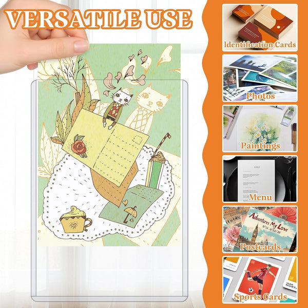 Vmiapxo 50 Pack 4" X 6" Hard Plastic Card Sleeves, Waterproof Postcard Photo Holders Collector Trading Sports Baseball Cards Protectors Clear