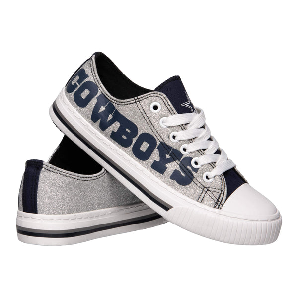 FOCO Womens NFL Team Logo Ladies Fashion Glitter Low Top Canvas Sneakers Shoes Dallas Cowboys 7 Glitter