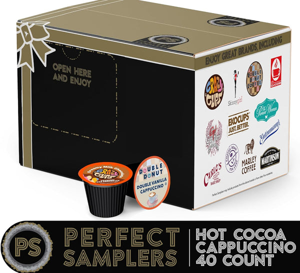 Crazy Cups Cappuccino & Hot Chocolate Variety Pack, Including Flavored Hot Chocolate & Cappuccino Coffee for Keurig K Cup Machines, Coffee Gift