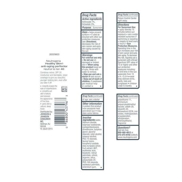 Neutrogena Retinol Treatment and Tinted Facial Moisturizer, Healthy Skin Anti-Aging Perfector with Broad Spectrum SPF 20 Sunscreen with Titanium