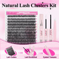 FADLASH DIY Lash Extension Kit Individual Lashes Cluster D Curl Eyelash Extension Kit with Lash Bond and Seal and Lash Applicator Tool for Self