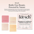 Kitsch 4Pc Sampler Solid Shampoo and Conditioner Set - Rice Bar & Castor Oil Shampoo and Rice Bar & Coconut Oil Deep-Moisturizing Hair