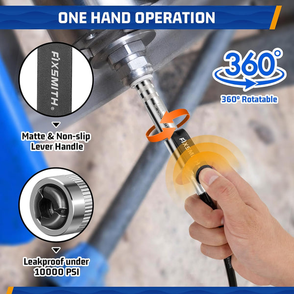 FIXSMITH Grease Gun Coupler, Heavy Duty Strong Quick Release Grease Gun Tips Locking, 10000 PSI High Pressure Locking Grease Gun Tips, Compatible