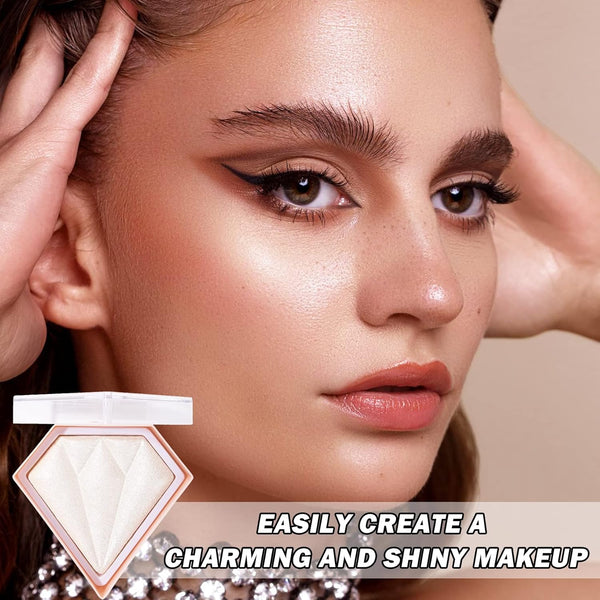 Face White Highlighter Makeup Palette Shimmer Contour Powder Waterproof Long-Lasting, Brightens Face Complexion Contour Illuminator Highlighters