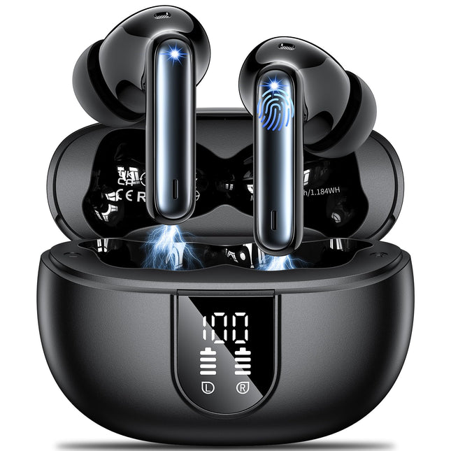 Wireless Earbuds Headphones Bluetooth 5.3 with 4 ENC Noise Cancelling Mics,Hi-Fi Stereo in Ear Ear Buds with LED Screen,