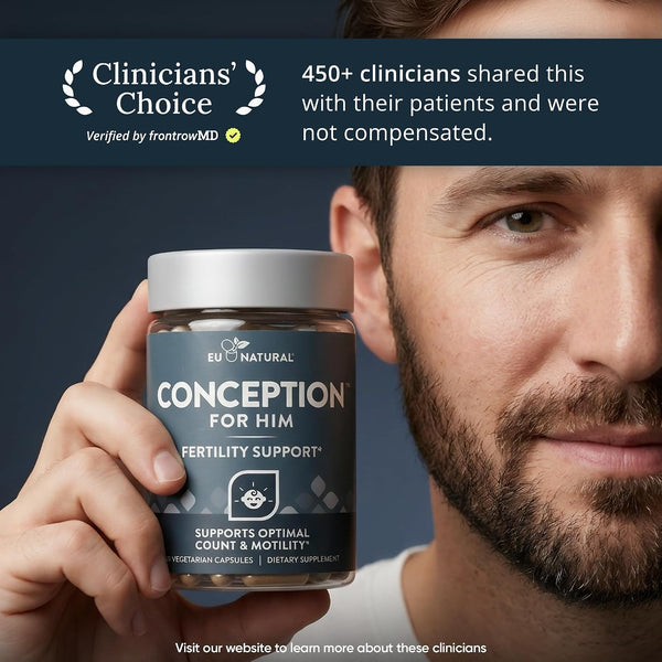 Eu Natural Conception for Him - Male Fertility Supplements with Ashwagandha, Folate & Zinc - Sperm Count, Motility & Strength Support - Fertility
