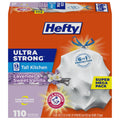 Hefty Ultra Strong 13 Gallon Trash Bags, Tall Kitchen, Drawstring Closure, Odor Control, White, Lavender, Sweet Vanilla, 110 Count Lavender &