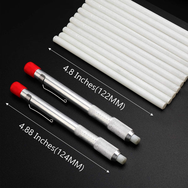 Mudder 2 Pieces Soapstone Pencil Holders round Soapstone Marker Chalk Pencil with 12 Pieces Refills for Welding Tools and Markers Removable