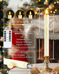 Homemory 12 Pcs Plastic Flameless Taper Candles with Remote Timer Dimmer, Ivory Led Candlesticks with Flickering Flame Light, Lifelike Taper