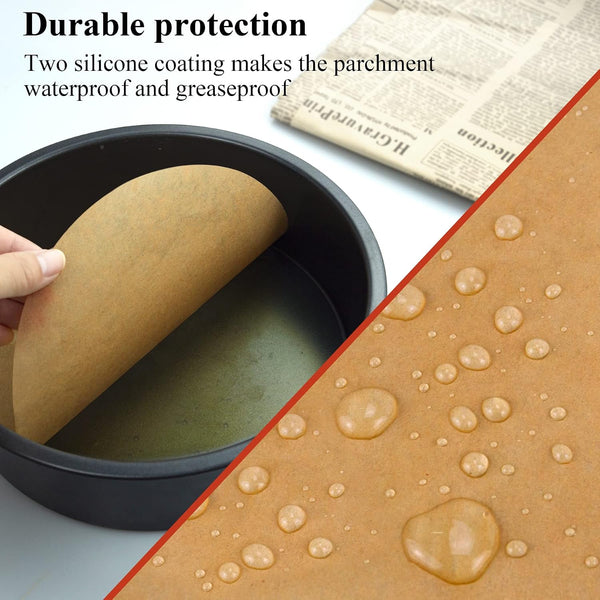 DISSKNIC 9 Inch Parchment Paper Rounds, 100PCS Unbleached Round Parchment Paper 9 inch for Baking, Precut Parchment Rounds for Round Cake Pans 9