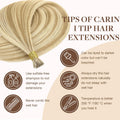 GOO GOO I Tip Hair Extensions, Real Human Hair, 14inch 100g 200S, Cold Fusion I Tip, Invisible Remy, 16/22 Light Blonde Highlighted Golden Blonde