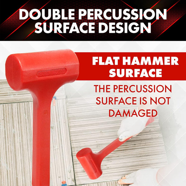 YIYITOOLS 1LB Dead Blow Hammer- Red, Mallet | Machinist Tools | Unibody Molded | Checkered Grip | Spark and Rebound Resistant 1LB Red