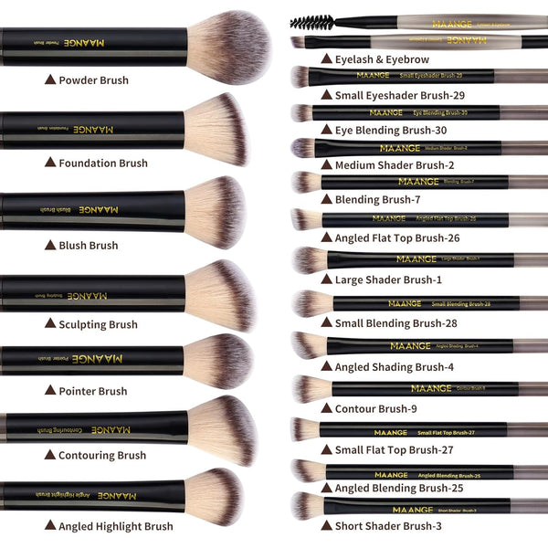 MAANGE Makeup Brushes 30 Pcs Makeup Kit, Multi-Functional Makeup Tool Set with 20 Pcs Makeup Brush Foundation Brush Make up Brushes Set with Bag,Black