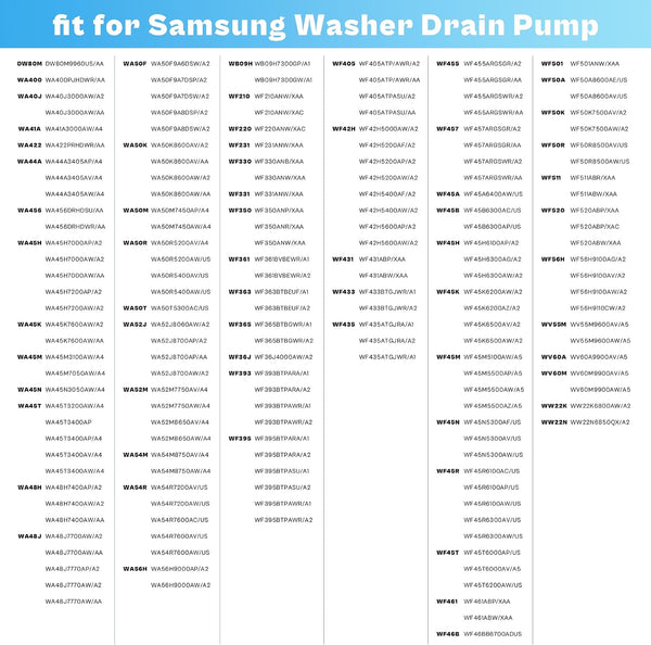 DC97-20621A Washer Drain Pump Motor fit for Samsung OEM Vrt Washer Drain Pump DC31-00178A PX3516-01 DC3100187A DC97-19289F DC97-19280F DC31-00178D