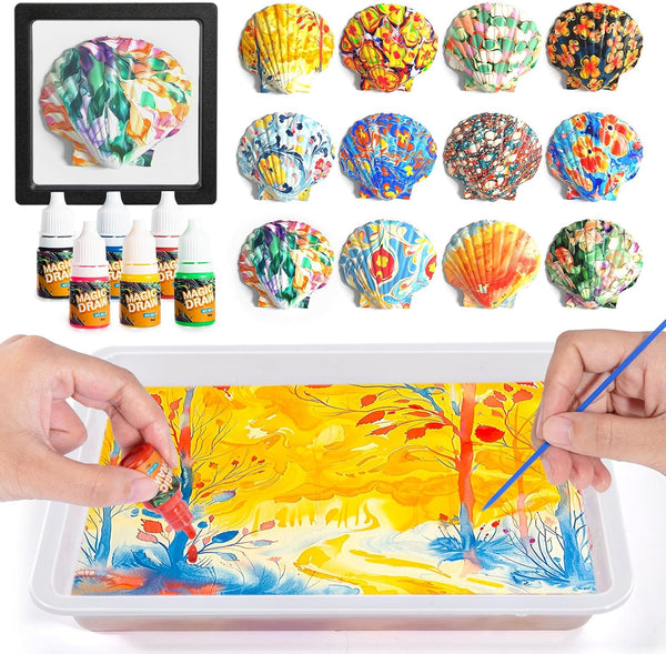 Water Marbling Paint for Kids, Arts and Crafts for Girls Boys, Marbling Paint Art Kit Art Supplies for Kids, Non-Toxic Creative Arts Crafts Kits