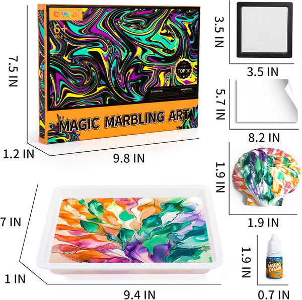 Water Marbling Paint for Kids, Arts and Crafts for Girls Boys, Marbling Paint Art Kit Art Supplies for Kids, Non-Toxic Creative Arts Crafts Kits