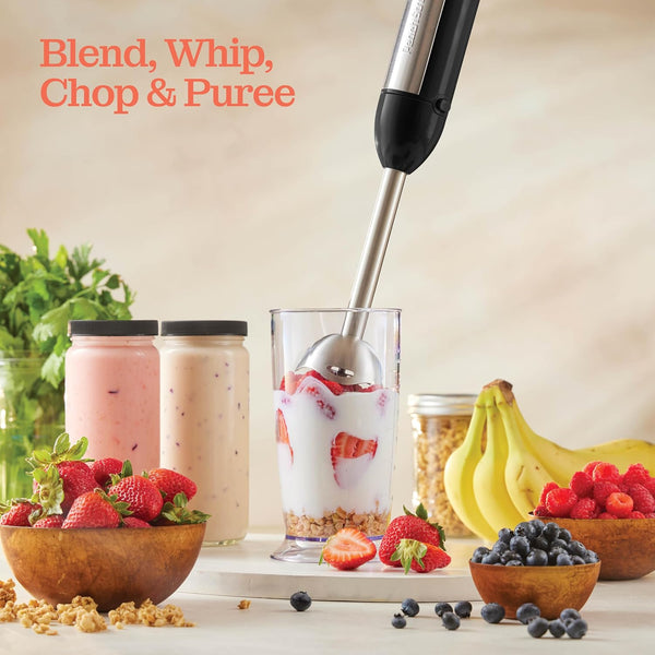 Powerful Immersion Blender, Electric Hand Blender 500 Watt with Turbo Mode, Detachable Base. Handheld Kitchen Gadget Blender Stick for Soup,
