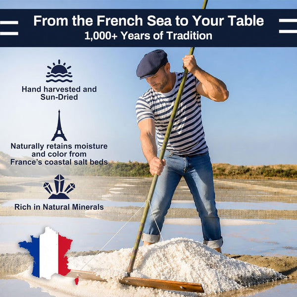 Le Marinier Celtic Salt Organic Grey Coarse, 1.1lb - 18oz. Mineral Rich 100% Natural and Unrefined French Sea Salt Organic. Hand Harvested Mineral
