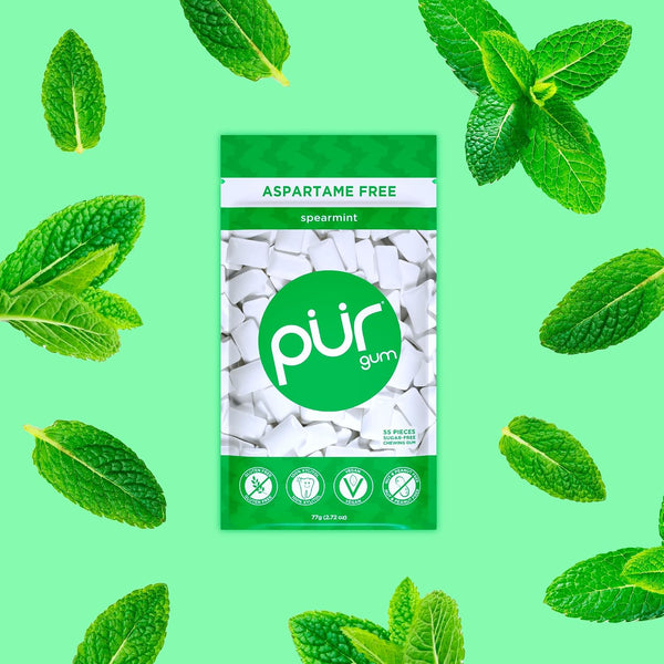 PUR Gum, Spearmint, Xylitol Gum, No Artificial Flavor, 165 Count (3x55) Spearmint 55 Count (Pack of 3)