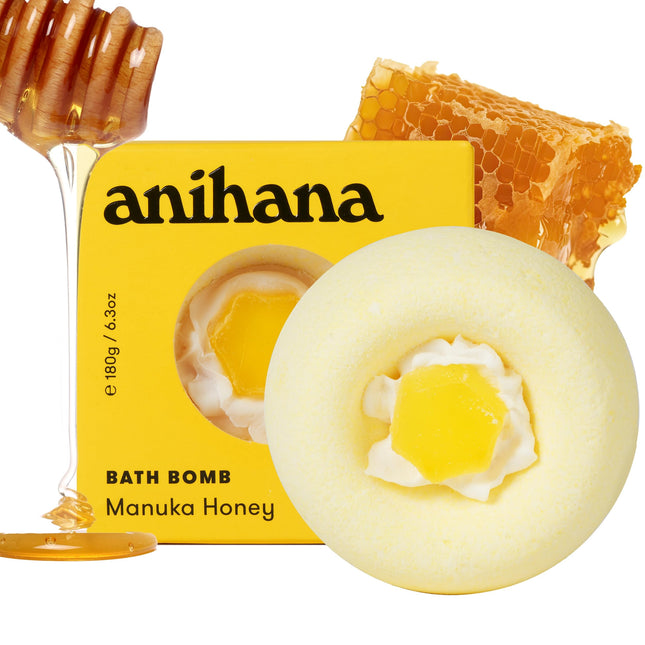 ANIHANA Bath Bombs with Coconut Oil, Paraben Free, Hand-Crafted Luxury Fizzers, Refreshing Manuka Honey Scent, 6.3 Oz Ea