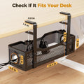 Cinati Under Desk Cable Management Tray, 13.4" Metal Cord Organizer, Black Black 13.4"-1 Pack
