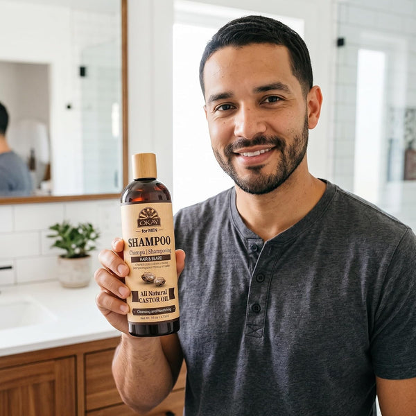OKAY Men's Castor Oil Shampoo - 16 oz / 473 ml Men's Castor Oil Beard & Hair 16 Ounce (Pack of 1)