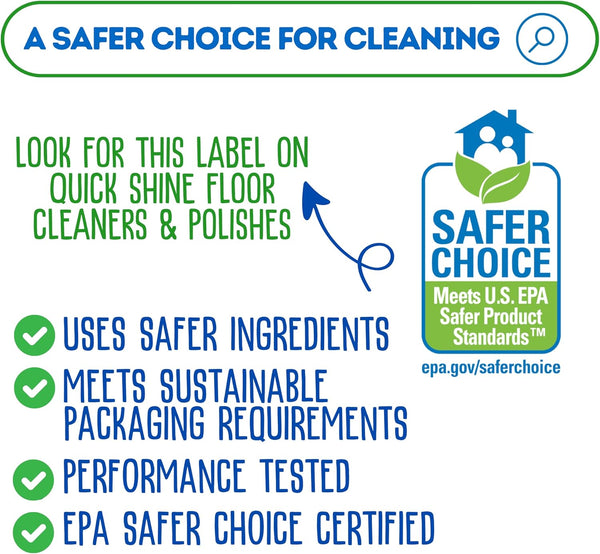 Quick Shine Multi Surface Floor Finish 27Oz, 2Pk | Cleaner & Polish to Use on Hardwood, Laminate, Luxury Vinyl Plank LVT, Tile & Stone | Safer