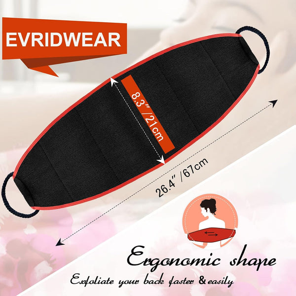 Evridwear Exfoliating Body Scrubber with Handles Back Washer Back Scrubber for Shower Bath Dry Skin Whole Body Deep Clean Men Women(Moderate) Red