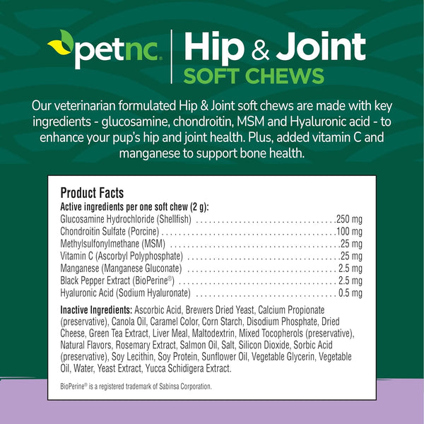 PetNC Natural Care Hip and Joint Soft Chews for Dogs, 90 Count - 27591 90 Count (Pack of 1) All Dogs