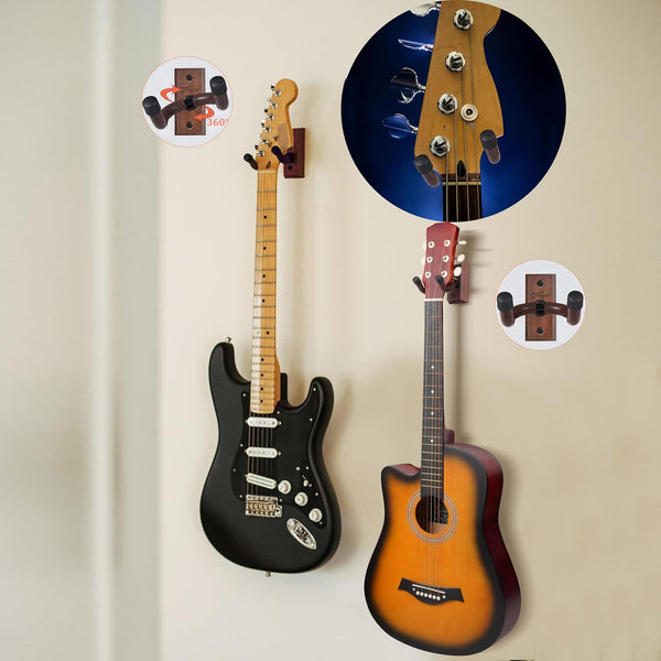 SNIGJAT Guitar Wall Mount 2 Pack, Wood Guitar Hanger Wall Hook with Screws | Guitar Wall Hook Stand, Guitar Holder Wall Mount Hanger for Acoustic