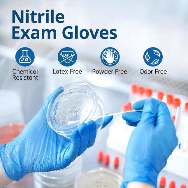 Disposable Nitrile Exam Gloves, Blue, Gloves Disposable Latex Free for Medical, 