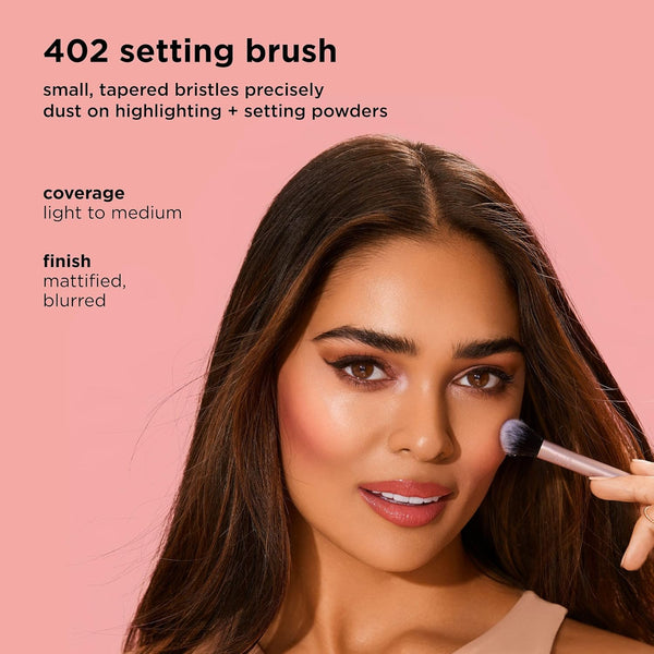 Real Techniques Makeup Setting Brush, for Setting Powder, Loose Powder, & Pressed Powder, Face Makeup Brush, 402 Brush, Sheer Coverage for