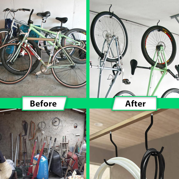 6 Pack Heavy Duty Garage Bike Storage and Utility Hooks-5.7 Inches for Garage Wall and Ceiling-Garage Hooks for Hanging Bicycle,Hose,Cords,and