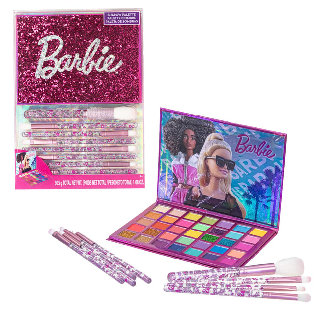Barbie 35-Well Shadow Palette, Shimmery and Opaque Colors, Pigmented Blendable, 