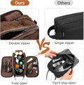 Elviros Toiletry Bag for Men PU Leather Shaving Dopp Kit (Large, Chocolate) | Water-Resistant Travel Organizer for Bathroom Toiletries, Grooming
