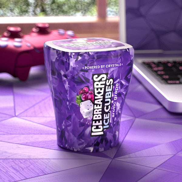 ICE BREAKERS Ice Cubes Arctic Grape Sugar Free Chewing Gum Bottles, 3.24 oz (6 Count, 40 Pieces) Arctic Grape 40 Count (Pack of 6)