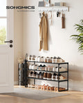 SONGMICS Shoe Rack, 3-Tier Shoe Organizer, Metal Storage Shelf, Upright or Upside Down, for 16-20 Pairs, Stackable, for Entryway, 11.8 x 36.2 x