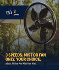 Newair Outdoor Patio Misting Fan | 2-In-1 Outdoor Deck & Mister Fan | 5 Gentle Mist Nozzles | outside Cooling Fan with 600 Square Foot Effective