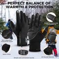 AURUZA Winter Gloves Men Women, Zipper Cycling Gloves Touch Screen, Windproof Warm Gloves Cold Weather, Anti-Slip Sports Gloves for Cycling